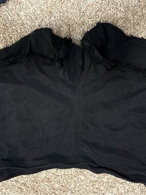 Black Shorts with Frayed Trim